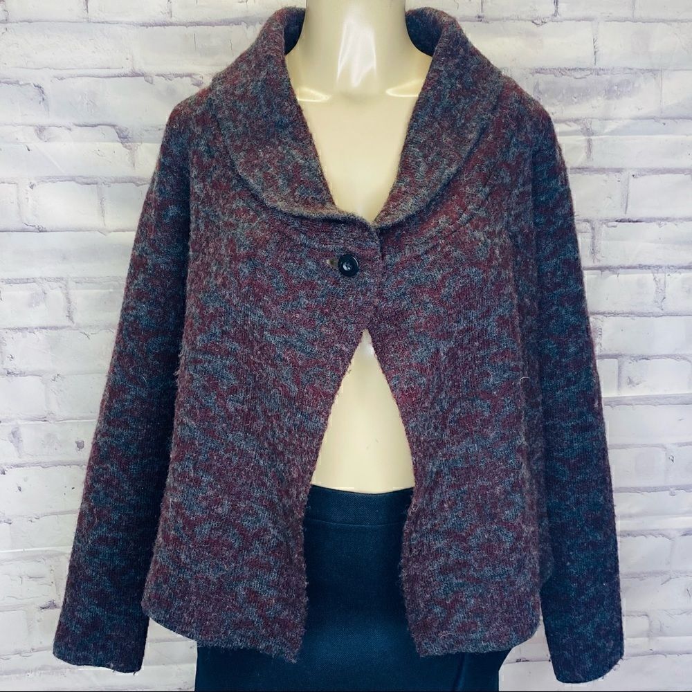 Ellen Tracy one button wool blend cardigan